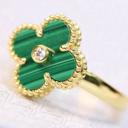[Amore Jewelry]CLOVER MALACHITE RING GOLD DIAMOND