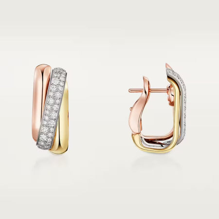 [Amore Jewelry]TRINITY HALF DIAMOND  CUSHION EARRINGS