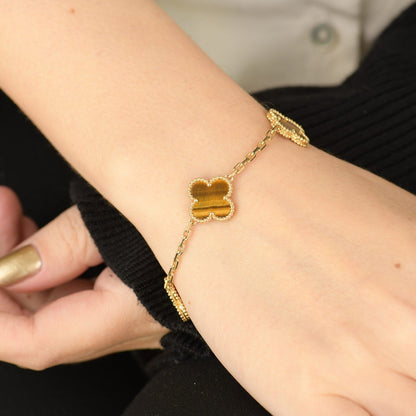 [Amore Jewelry]CLOVER  5 MOTIFS TIGER EYE BRACELET