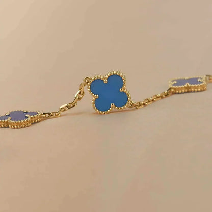 [Amore Jewelry] CLOVER 5 MOTIF BLUE AGATE BRACELET COLLECTION