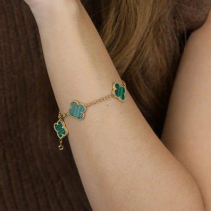 [Amore Jewelry] CLOVER 5 MOTIF MALACHITE BRACELET COLLECTION