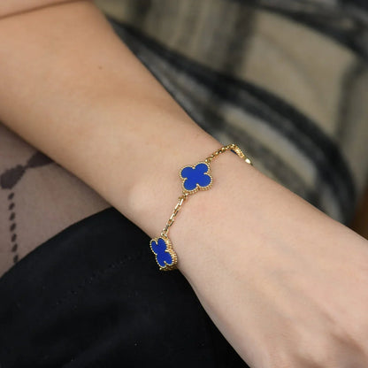 [Amore Jewelry] CLOVER 5 MOTIF BLUE AGATE BRACELET COLLECTION