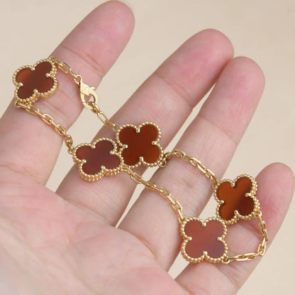 [Amore Jewelry] CLOVER 5 MOTIF RED CORNELIAN BRACELET COLLECTION