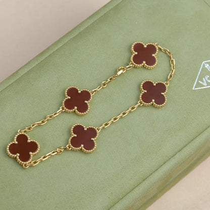 [Amore Jewelry] CLOVER 5 MOTIF RED CORNELIAN BRACELET COLLECTION