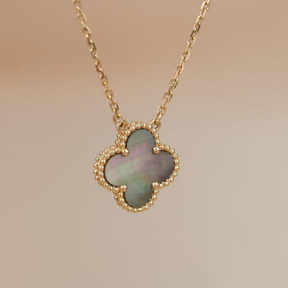 [Amore Jewelry]CLOVER 15MM  GRAY MOTHER OF PEARL NECKLACE