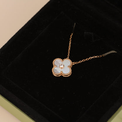 [Amore Jewelry]CLOVER 15MM DIAMOND WHITE FRITILLARIA NECKLACE