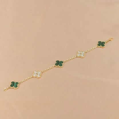 [Amore Jewelry] CLOVER 5 MOTIF MALACHITE BRACELET COLLECTION