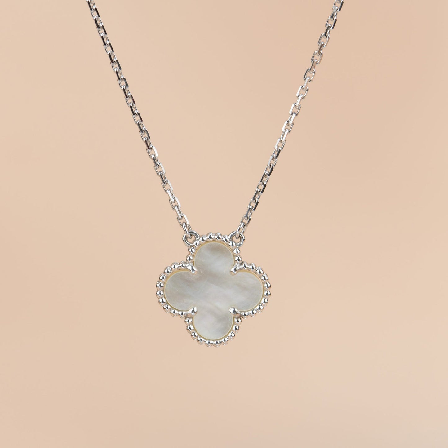 [Amore Jewelry]CLOVER  15MM WHITE MOTHER-OF-PEARL SILVER