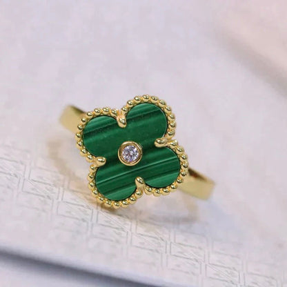 [Amore Jewelry]CLOVER MALACHITE RING GOLD DIAMOND