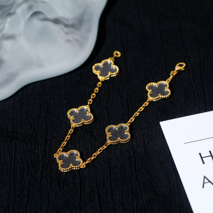 [Amore Jewelry]CLOVER 5 MOTIF ROCK CRYSTAL BRACELET