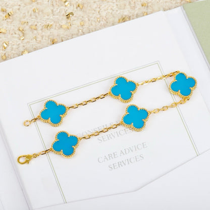 [Amore Jewelry]CLOVER 5 MOTIFS TURQUOISE BRACELET