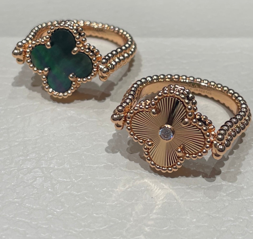 [Amore Jewelry]CLOVER RIVERSIBLE GRAY AGATE RING