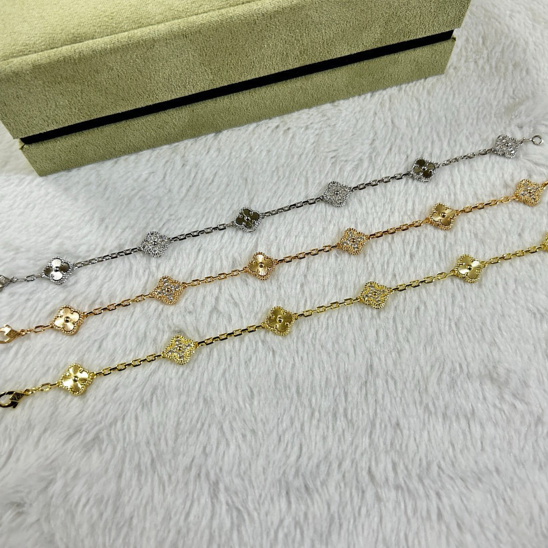 [Amore Jewelry]CLOVER 6 MOTIF DIAMOND LASER BRACELET