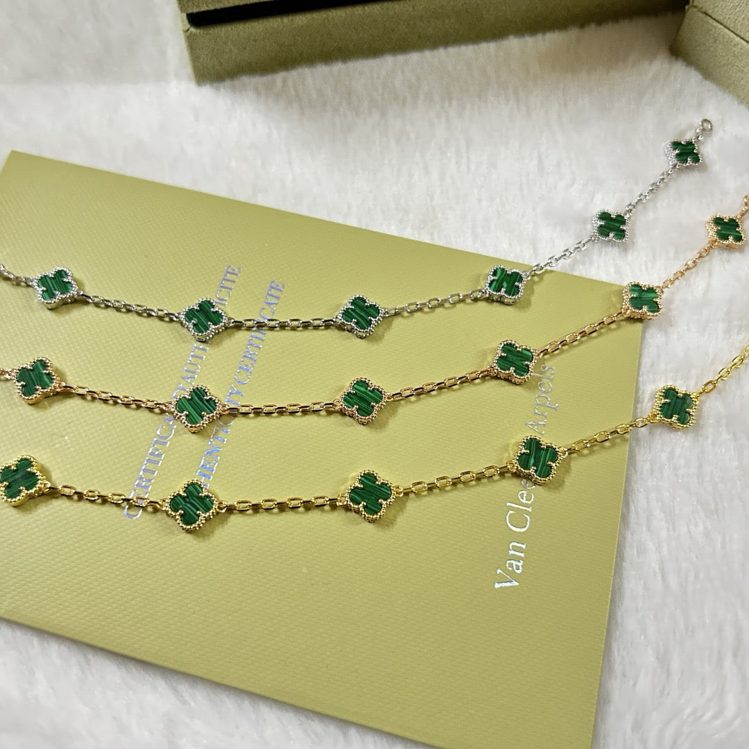 [Amore Jewelry]CLOVER 6 MOTIF MALACHITE BRACELET