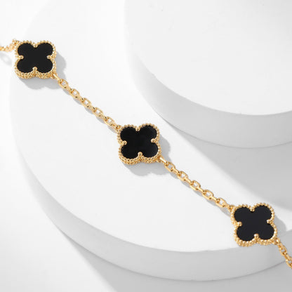 [Amore Jewelry]CLOVER 10 MOTIFS ONYX NECKLACE