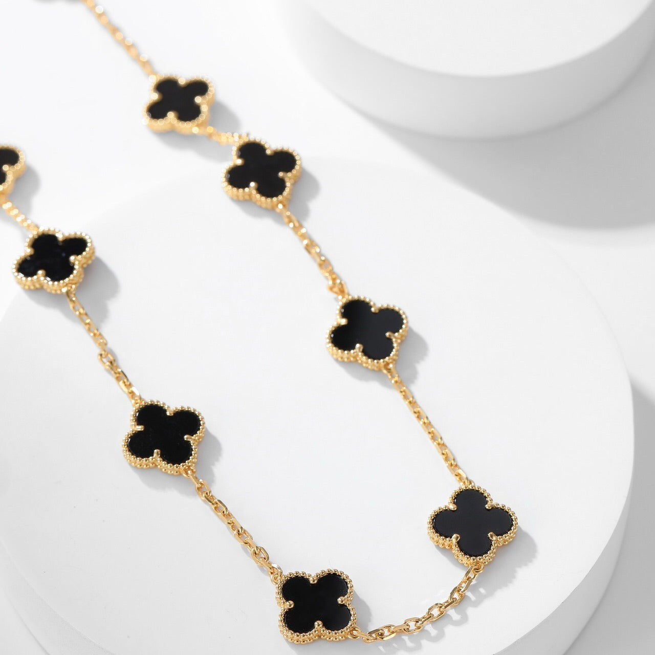 [Amore Jewelry]CLOVER 10 MOTIFS ONYX NECKLACE