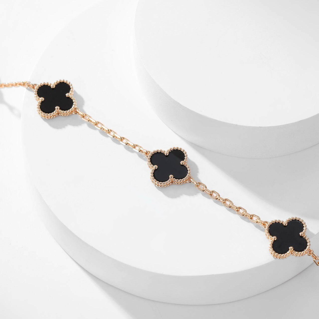 [Amore Jewelry]CLOVER 10 MOTIFS ONYX NECKLACE