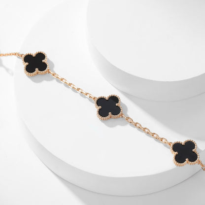 [Amore Jewelry]CLOVER 10 MOTIFS ONYX NECKLACE