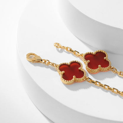 [Amore Jewelry]CLOVER 10 MOTIFS CARNELIAN NECKLACE