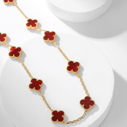 [Amore Jewelry]CLOVER 10 MOTIFS CARNELIAN NECKLACE