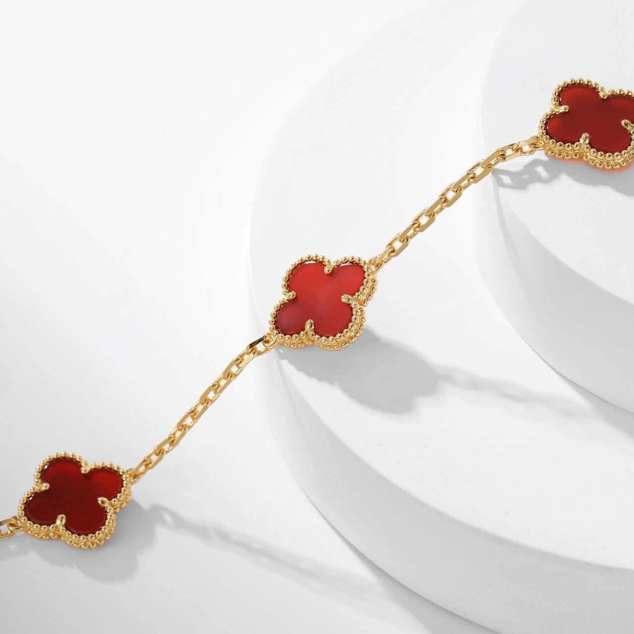 [Amore Jewelry]CLOVER 10 MOTIFS CARNELIAN NECKLACE