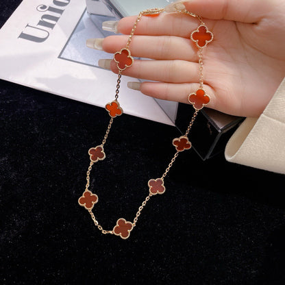 [Amore Jewelry]CLOVER 10 MOTIFS CARNELIAN NECKLACE
