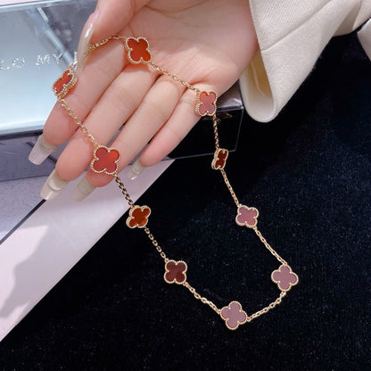 [Amore Jewelry]CLOVER 10 MOTIFS CARNELIAN NECKLACE