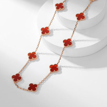 [Amore Jewelry]CLOVER 10 MOTIFS CARNELIAN NECKLACE