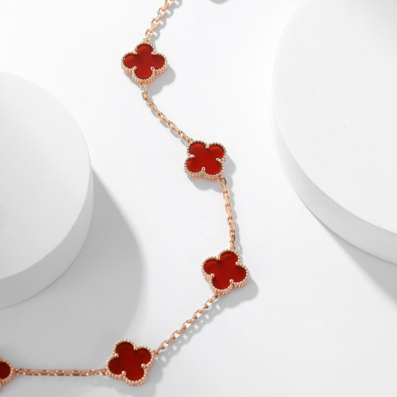[Amore Jewelry]CLOVER 10 MOTIFS CARNELIAN NECKLACE