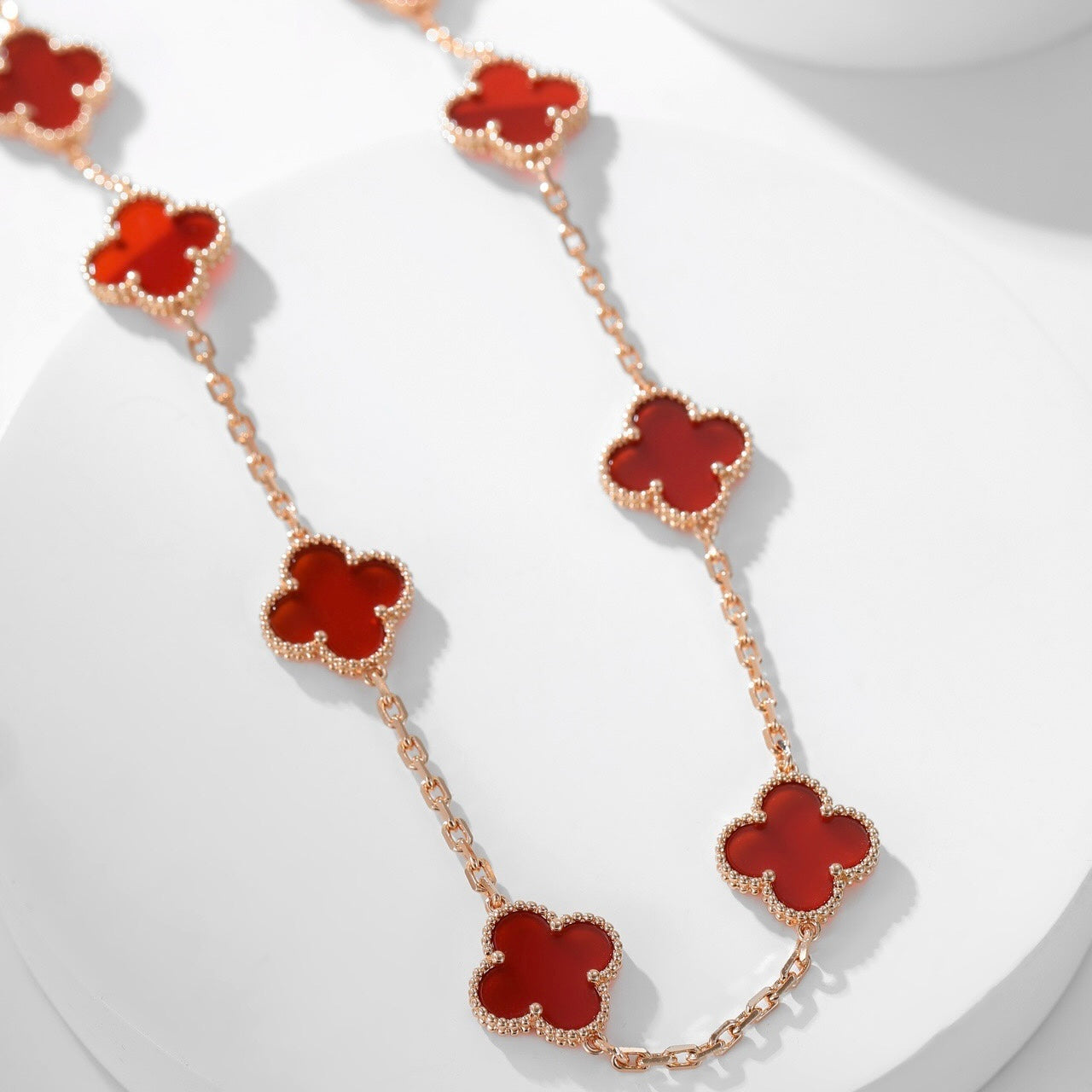 [Amore Jewelry]CLOVER 10 MOTIFS CARNELIAN NECKLACE