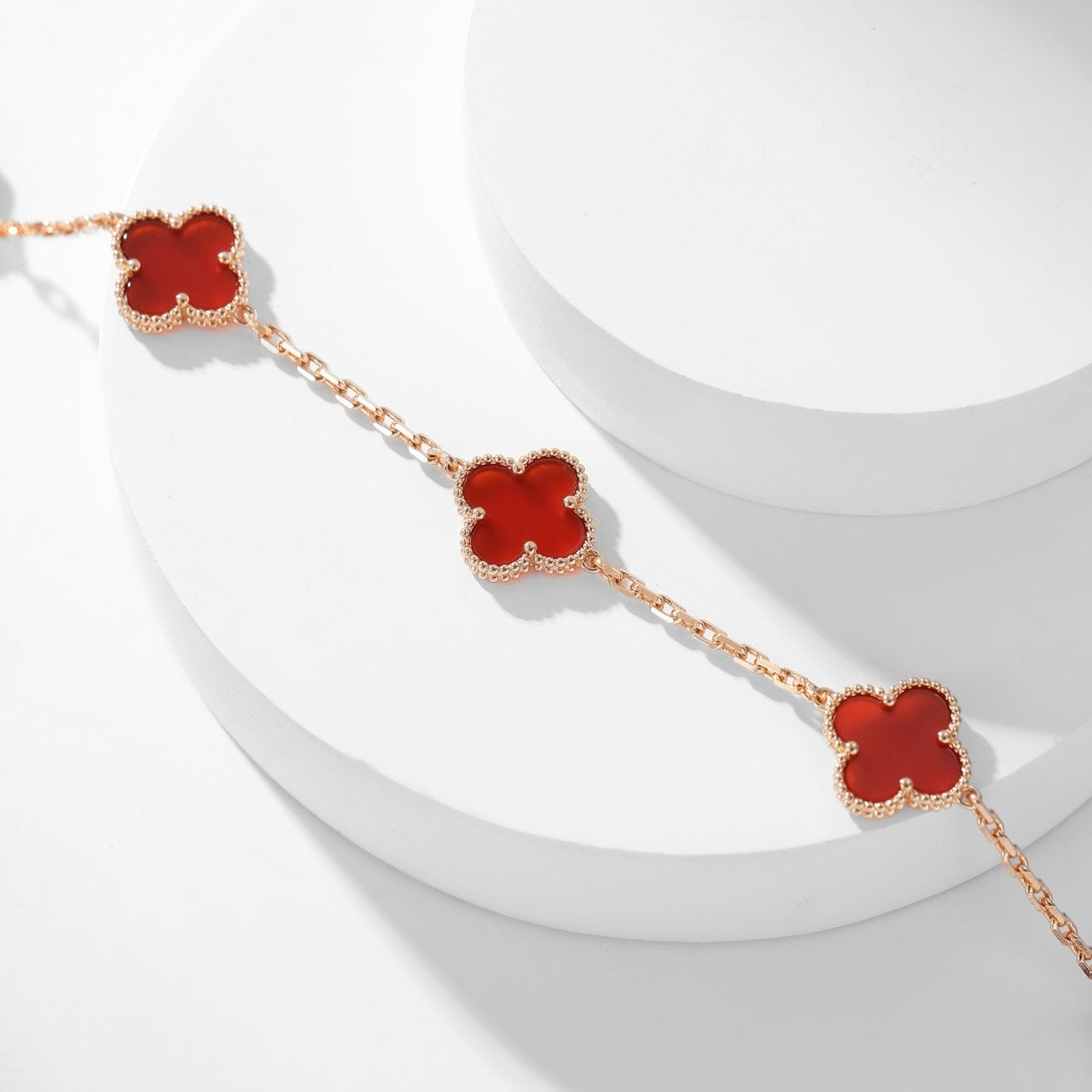[Amore Jewelry]CLOVER 10 MOTIFS CARNELIAN NECKLACE
