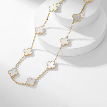 [Amore Jewelry]CLOVER 10 MOTIFS WHITE MOTHER OF PEARL NECKLACE