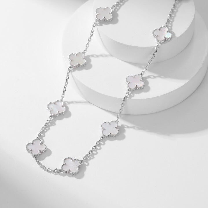 [Amore Jewelry]CLOVER 10 MOTIFS WHITE MOTHER OF PEARL NECKLACE