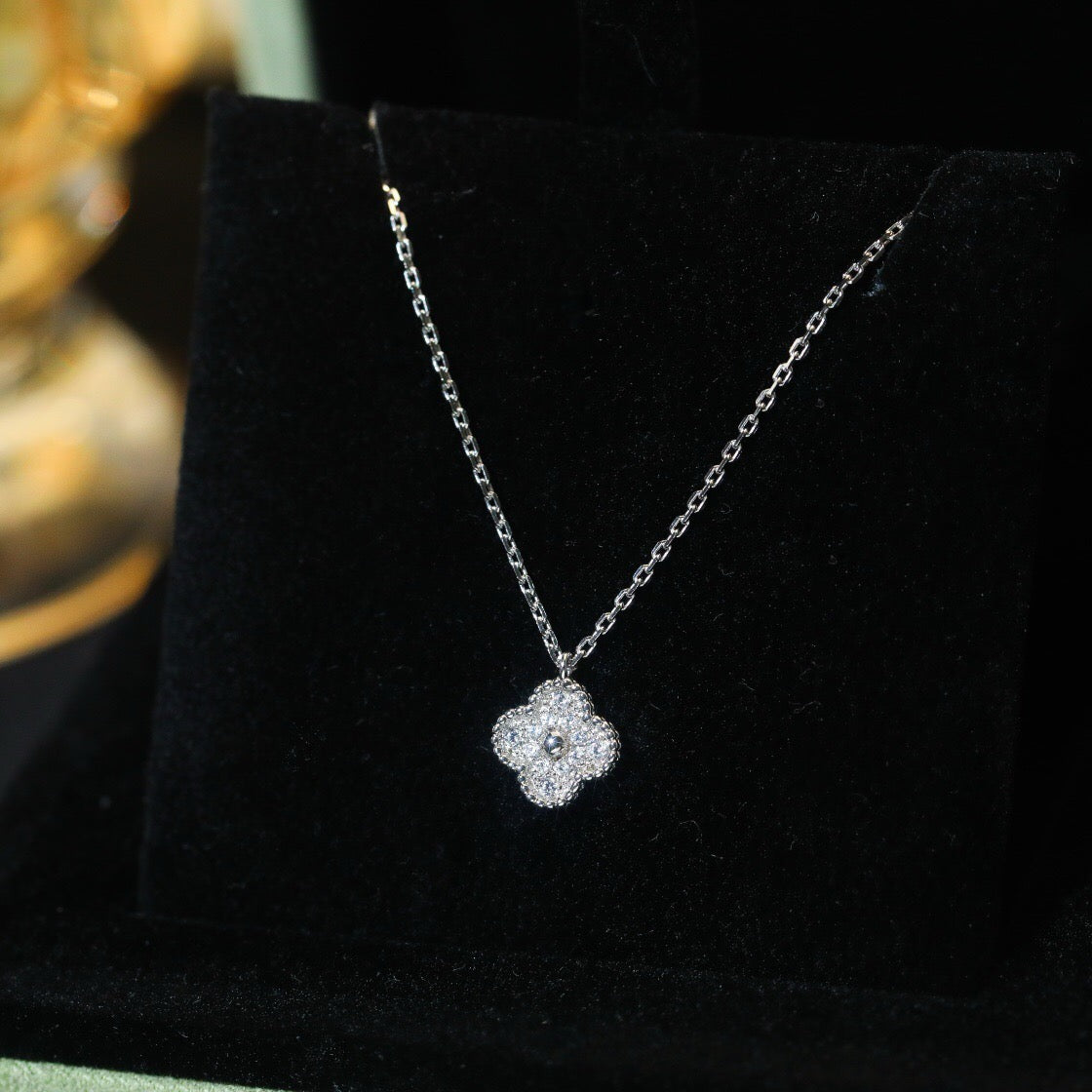 [Amore Jewelry]CLOVER MINI 9.5MM PENDANT DIAMOND NECKLACE