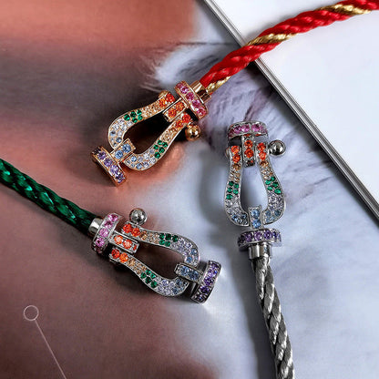 [Amore Jewelry]FORC LARGE HORSESHOE  COLORED DIAMOND BRACELET SILVER