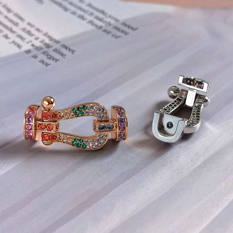 [Amore Jewelry]FORC LARGE HORSESHOE  COLORED DIAMOND BRACELET SILVER