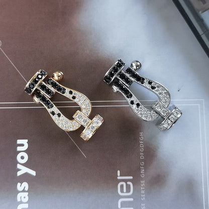 [Amore Jewelry]FORCE LARGE HORSESHOE BLACK WHITE DIAMOND BRACELET ROSE GOLD