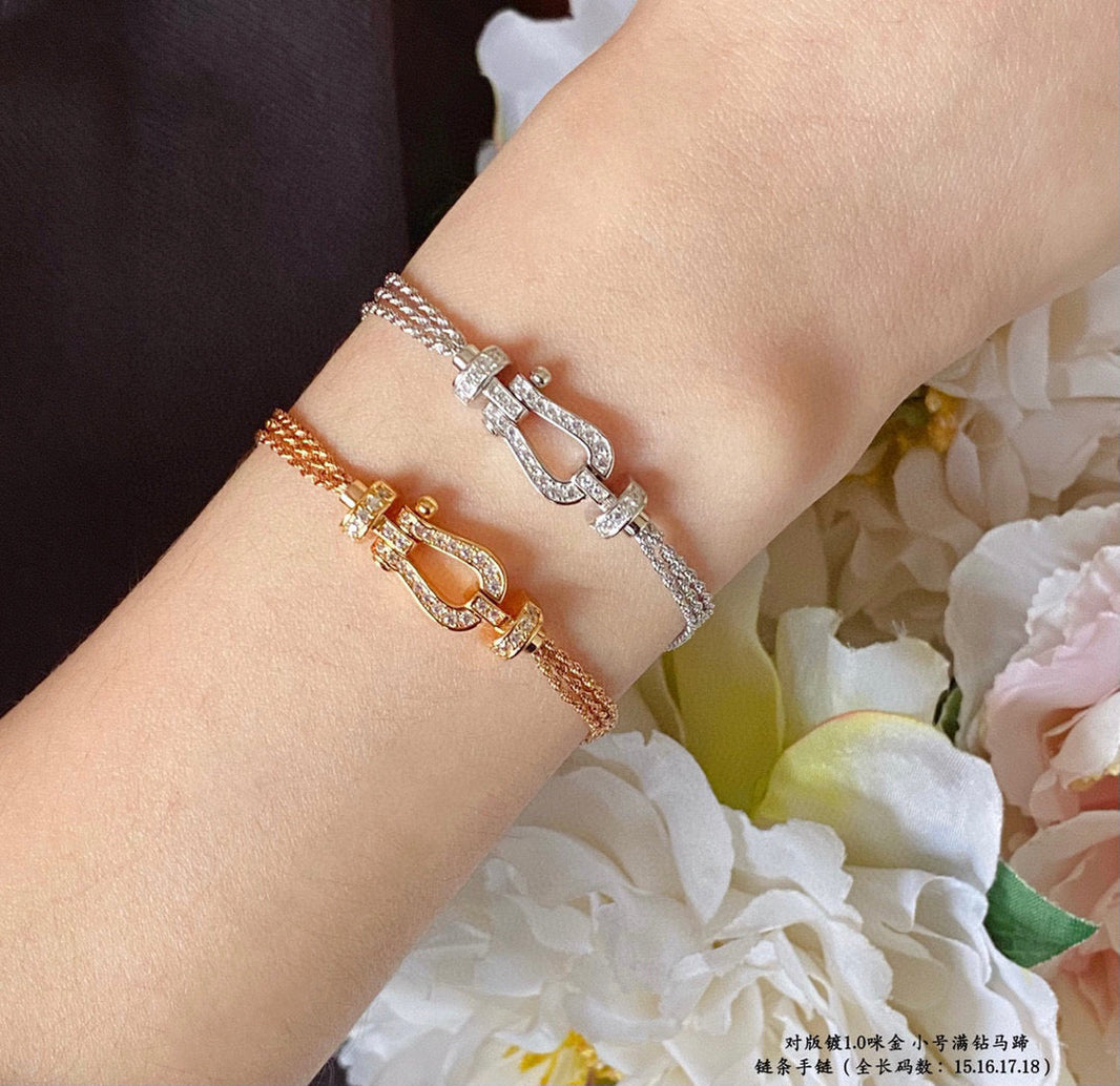 [Amore Jewelry]FORCE SMALL HORSESHOE  DIAMOND CHAIN ROPE BRACELET