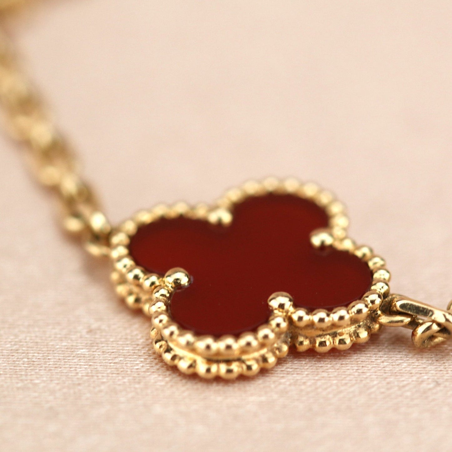 [Amore Jewelry]CLOVER 5 MOTIFS RED AGATE  BRACELET