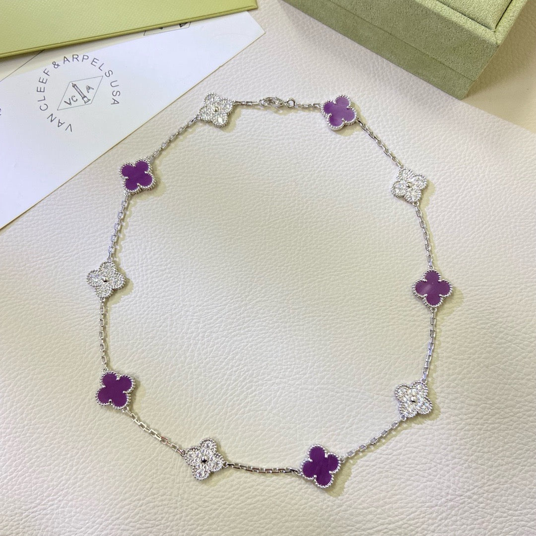 [Amore Jewelry]CLOVER 10 MOTIFS  PURPLE VIOLET DIAMOND NECKLACE