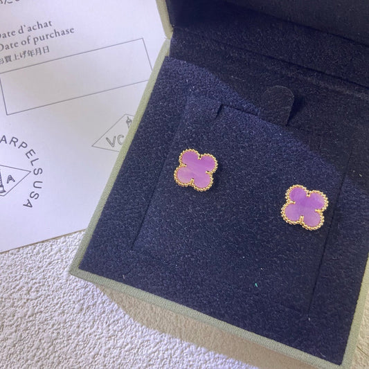[Amore Jewelry]CLOVER MINI 9.5MM  PURPLE VIOLET EARRINGS