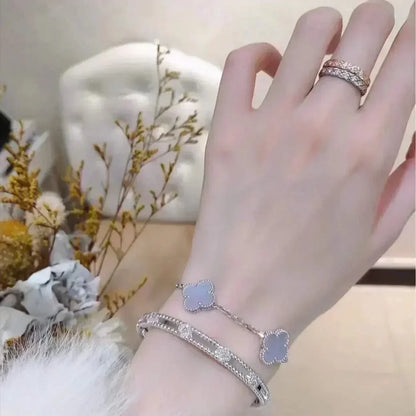 [Amore Jewelry] CLOVER 5 MOTIF PURPLE CHALCEDONY BRACELET COLLECTION