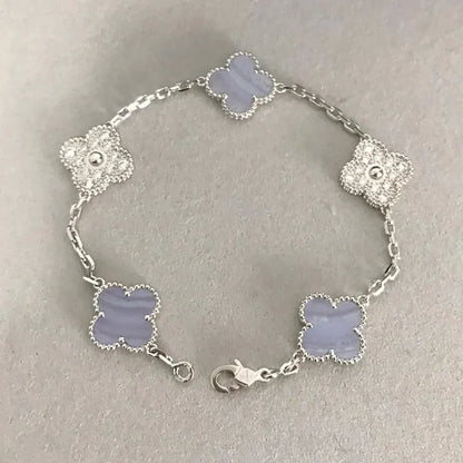[Amore Jewelry] CLOVER 5 MOTIF PURPLE CHALCEDONY BRACELET COLLECTION