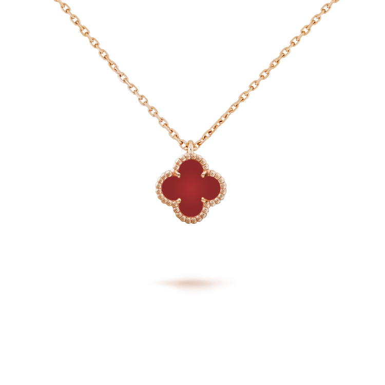 [Amore Jewelry]CLOVER MINI 9.5MM WHITE CARNELIANS NECKLACE