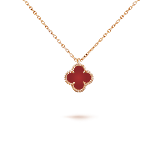 [Amore Jewelry]CLOVER MINI 9.5MM WHITE CARNELIANS NECKLACE