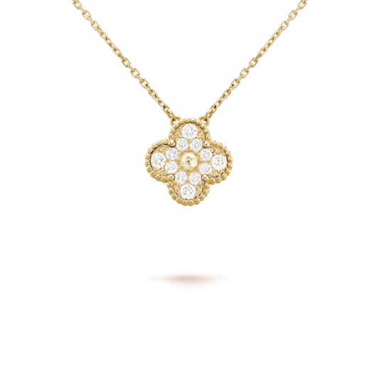 [Amore Jewelry]CLOVER 15MM DIAMOND SINGLE FLOWER NECKLACE