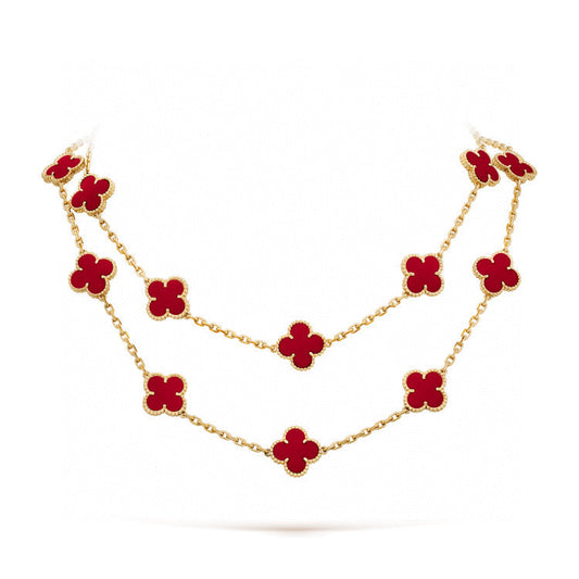 [Amore Jewelry]CLOVER 20 MOTIFS CARNELIAN NECKLACE