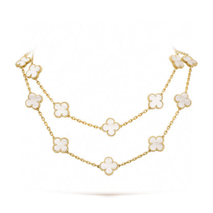 [Amore Jewelry]CLOVER 20 MOTIFS WHITE MOP NECKLACE