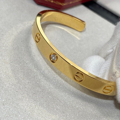[Amore Jewelry]LOVE BRACELET 6.1MM 1 DIAMOND OPEN CUFF