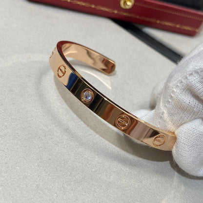 [Amore Jewelry]LOVE BRACELET 6.1MM 1 DIAMOND OPEN CUFF